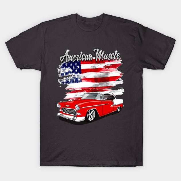 1955 Gypsy Red Chevy Bel Air American Muscle Print T-Shirt by RPM-ART